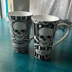 Set of 2, 222 fifth Halloween Skulls latte mugs.